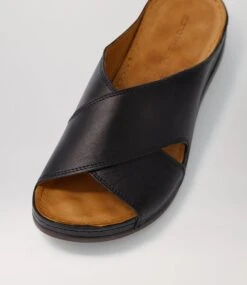 Navee Black Leather Slides -Lynx Shoes Shop DF12428BLALE 5