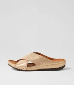 Navee Rose Gold Leather Slides