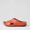 Navee Bright Orange Leather Slides
