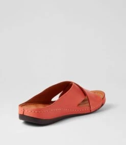 Navee Bright Orange Leather Slides -Lynx Shoes Shop DF12428OAVLE 4