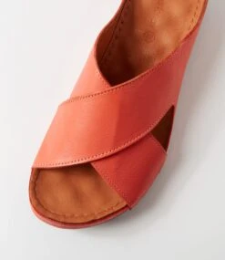 Navee Bright Orange Leather Slides -Lynx Shoes Shop DF12428OAVLE 5