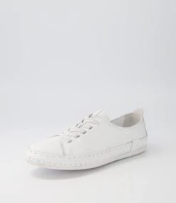Pleasin White Leather Sneakers -Lynx Shoes Shop DF12475WHILE 3