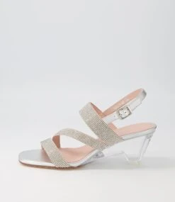 Fanzy Silver Jewels Leather Sandals