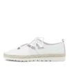 Alekzi White Silver Leather Flat Shoes