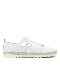 Alekzi White Silver Leather Flat Shoes -Lynx Shoes Shop DF12519W95LE 5