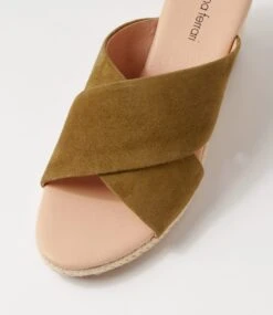 Jinna Khaki Suede Sandals -Lynx Shoes Shop DF12605H48SU 5