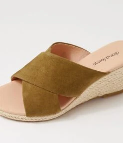 Jinna Khaki Suede Sandals -Lynx Shoes Shop DF12605H48SU 6