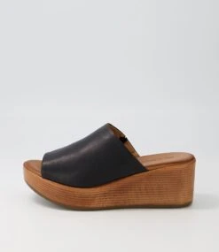 Charge2 Black Leather Slides