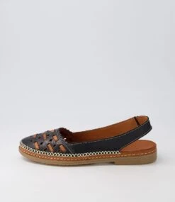 Bogart Black Tan Leather Flat Shoes