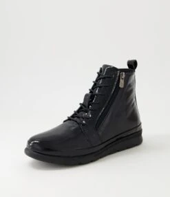 Erika Black Patent Leather Ankle Boots -Lynx Shoes Shop DF12673BLAPL 3
