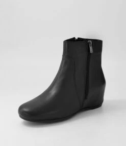 Fleur Black Leather Ankle Boots -Lynx Shoes Shop DF12683BLALE 3