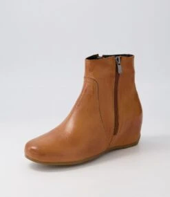Fleur Tan Leather Ankle Boots -Lynx Shoes Shop DF12683TANLE 3