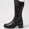 Haylee Black Leather Knee High Boots -Lynx Shoes Shop DF12691BLALE 2