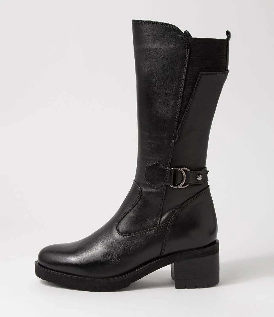 Haylee Black Leather Knee High Boots 3 Haylee Black Leather Knee High Boots