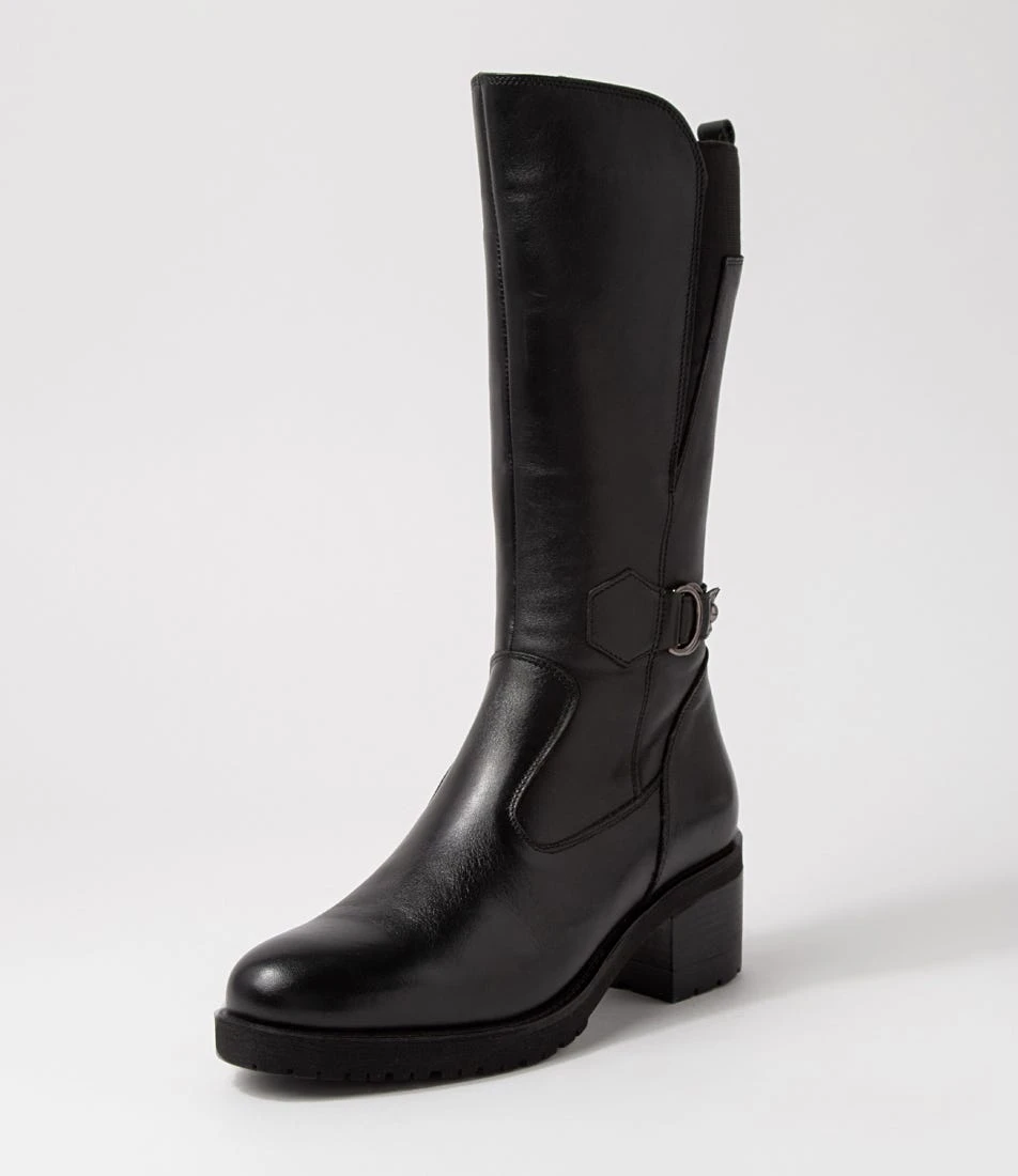 Haylee Black Leather Knee High Boots 4 Haylee Black Leather Knee High Boots - Image 2