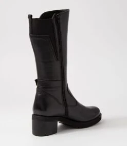 Haylee Black Leather Knee High Boots 9 Haylee Black Leather Knee High Boots -Lynx Shoes Shop DF12691BLALE 4