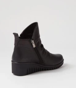 Orchid Black Leather Ankle Boots -Lynx Shoes Shop DF12702BLALE 4