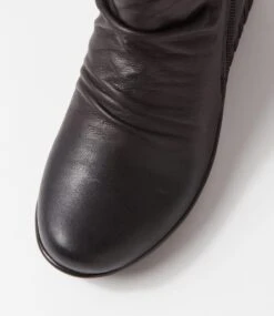 Orchid Black Leather Ankle Boots -Lynx Shoes Shop DF12702BLALE 5