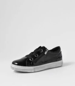 Prince Black Distressed Sole Patent Leather Sneakers -Lynx Shoes Shop DF12708B75PL 3