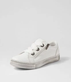 Prince White Distressed Sole Leather Sneakers -Lynx Shoes Shop DF12708W1ILE 3