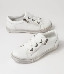 Prince White Distressed Sole Leather Sneakers -Lynx Shoes Shop DF12708W1ILE 6