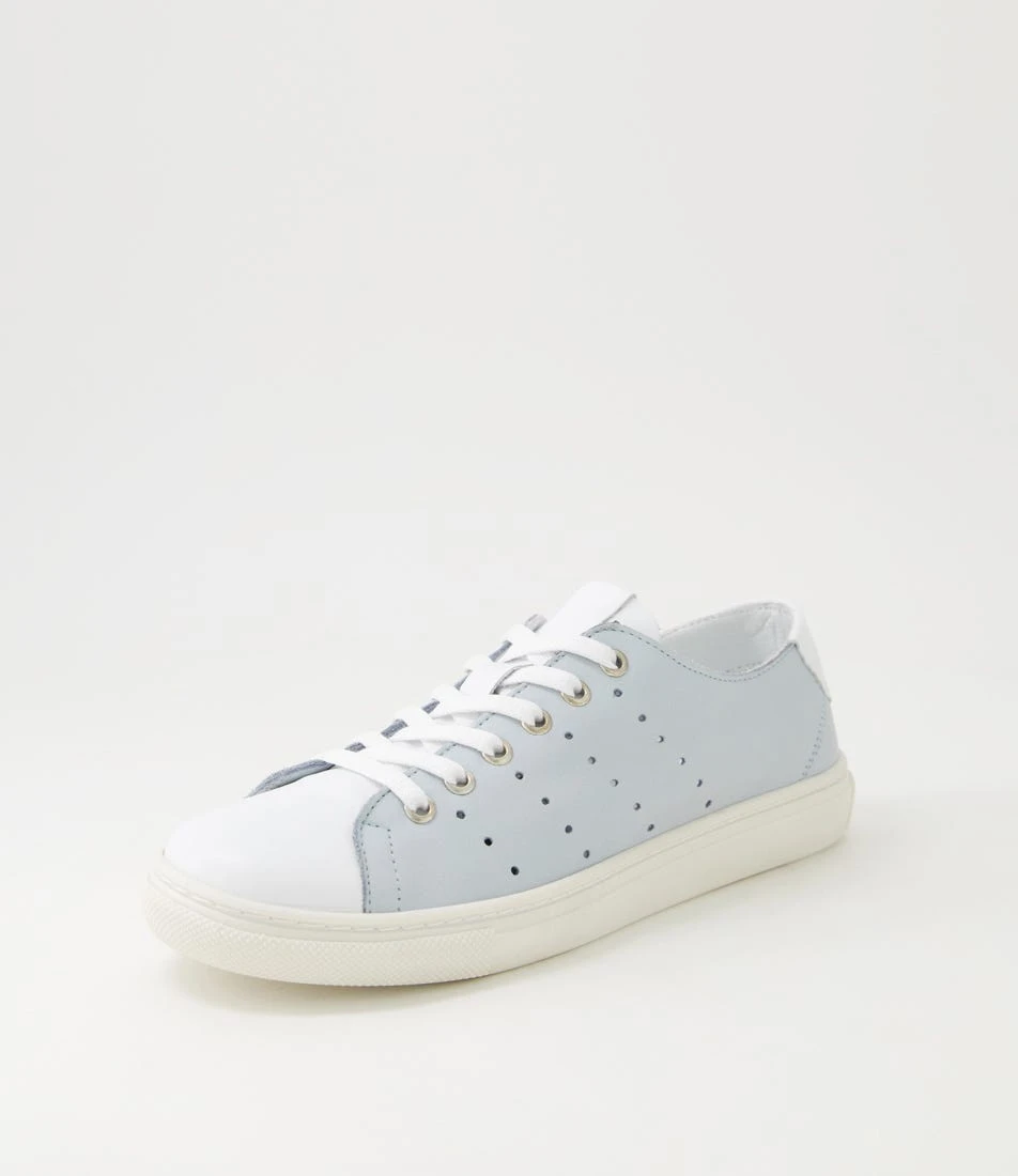 Sammie White Pale Blue Leather Sneakers 4 Sammie White Pale Blue Leather Sneakers - Image 2