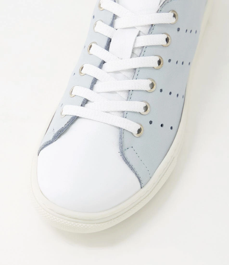 Sammie White Pale Blue Leather Sneakers 6 Sammie White Pale Blue Leather Sneakers - Image 4