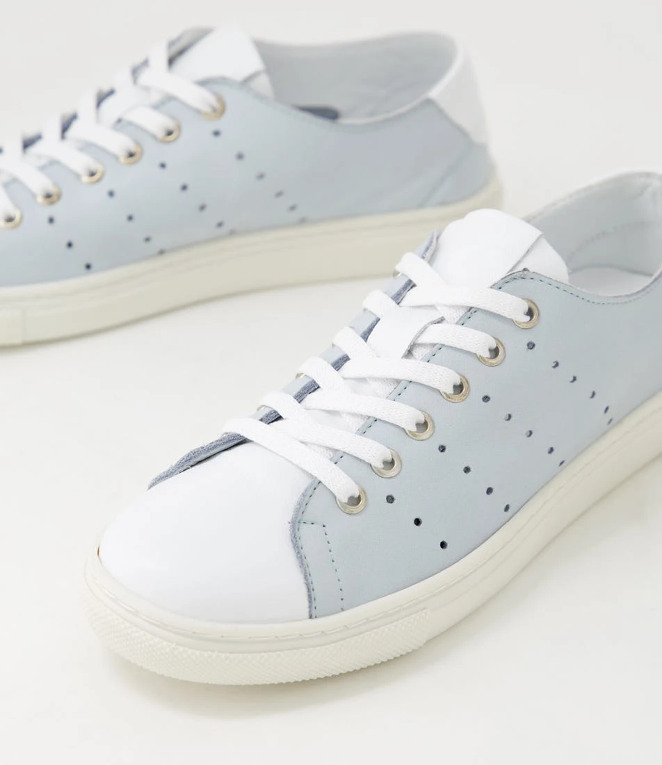 Sammie White Pale Blue Leather Sneakers 7 Sammie White Pale Blue Leather Sneakers - Image 5