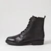 Trayna Black Leather Lace Up Boots -Lynx Shoes Shop DF12732BLALE 2