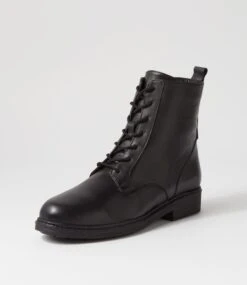 Trayna Black Leather Lace Up Boots -Lynx Shoes Shop DF12732BLALE 3