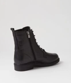 Trayna Black Leather Lace Up Boots -Lynx Shoes Shop DF12732BLALE 4