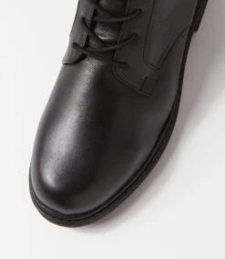 Trayna Black Leather Lace Up Boots -Lynx Shoes Shop DF12732BLALE 5