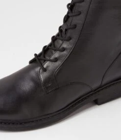 Trayna Black Leather Lace Up Boots -Lynx Shoes Shop DF12732BLALE 6