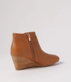 Livia Tan Natural Heel Leather Ankle Boots -Lynx Shoes Shop DF12735T78LE 4