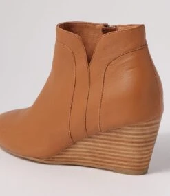 Livia Tan Natural Heel Leather Ankle Boots -Lynx Shoes Shop DF12735T78LE 6