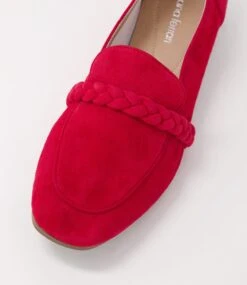 Talii Red Suede Flat Shoes -Lynx Shoes Shop DF12737REDSU 5