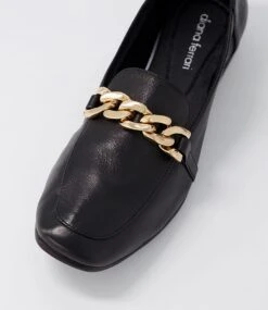 Tucker Black Gold Leather Flat Shoes -Lynx Shoes Shop DF12738BALLE 5