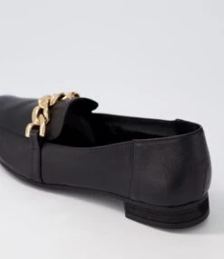 Tucker Black Gold Leather Flat Shoes -Lynx Shoes Shop DF12738BALLE 6