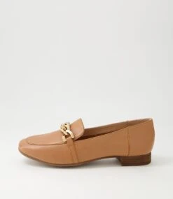 Tucker Dark Tan Gold Leather Flat Shoes