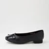 Tess Black Leather Flat Shoes -Lynx Shoes Shop DF12739BLALE 2