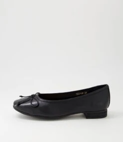 Tess Black Leather Flat Shoes