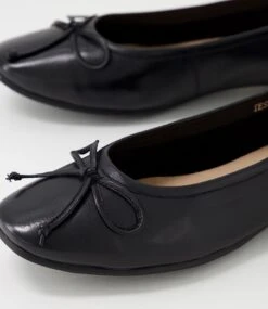 Tess Black Leather Flat Shoes -Lynx Shoes Shop DF12739BLALE 6