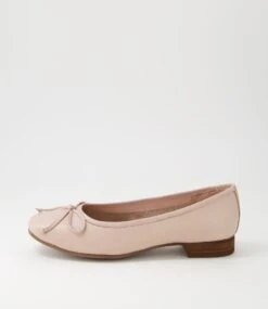 Tess Dark Nude Leather Flat Shoes
