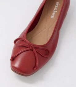 Tess Burgundy Leather Flat Shoes -Lynx Shoes Shop DF12739R14LE 5