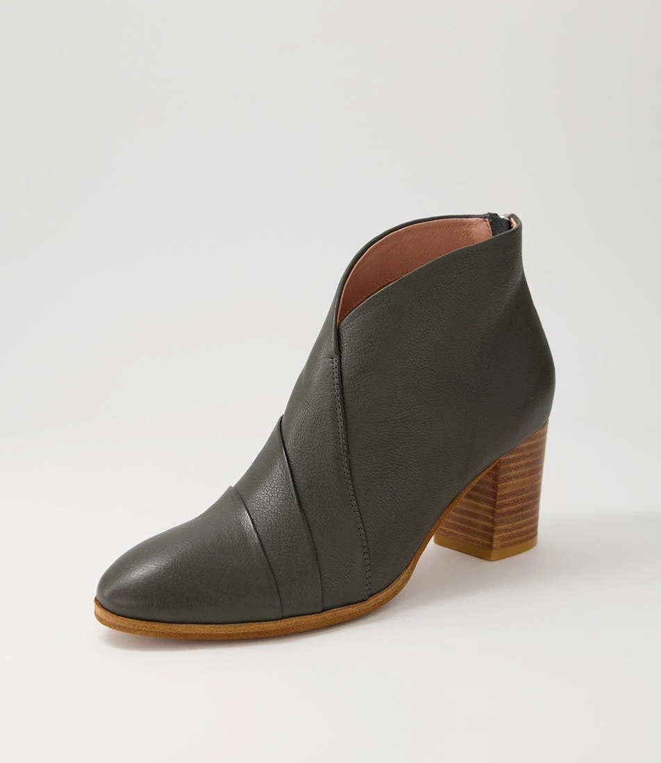 Daizy Olive Natural Heel Leather Ankle Boots 4 Daizy Olive Natural Heel Leather Ankle Boots - Image 2