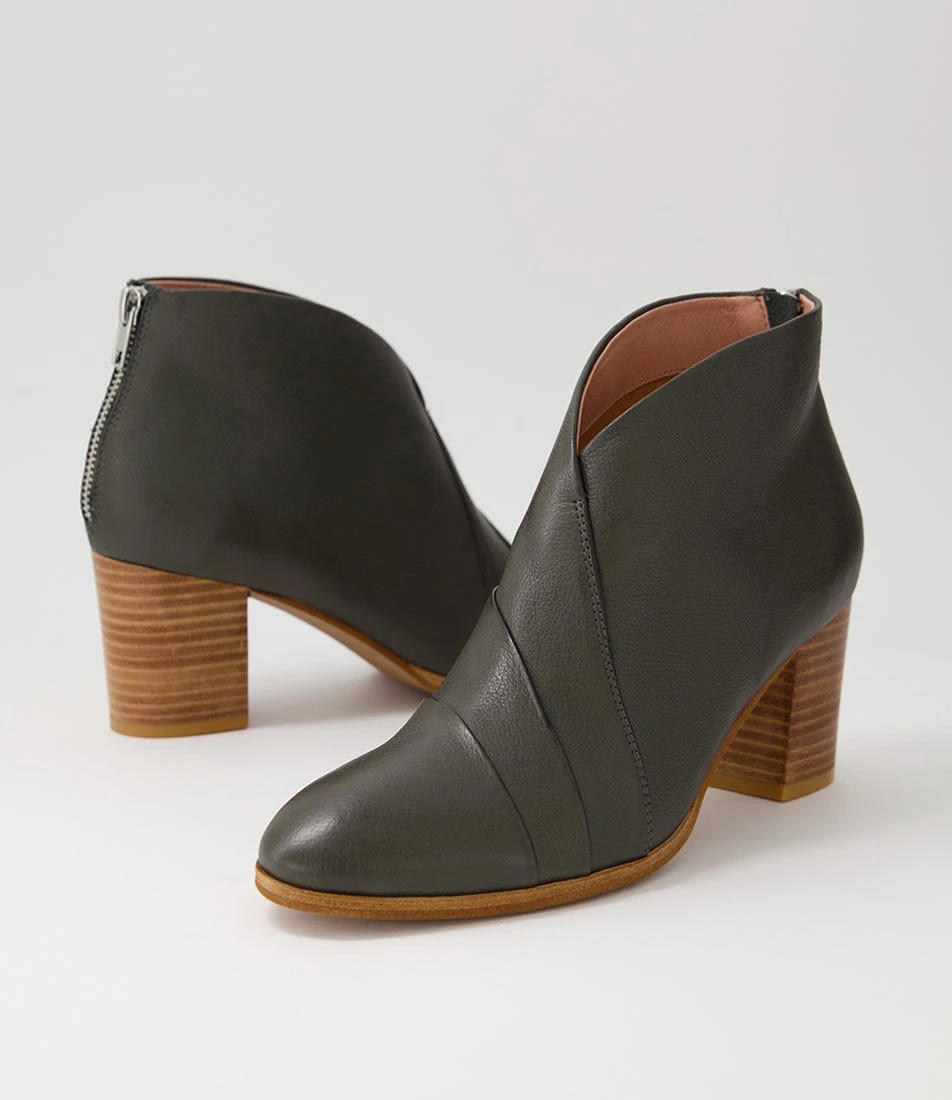 Daizy Olive Natural Heel Leather Ankle Boots 7 Daizy Olive Natural Heel Leather Ankle Boots - Image 5