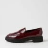 Malenda Burgundy Black Patent Leather Flat Shoes -Lynx Shoes Shop DF12749RPMPL 2