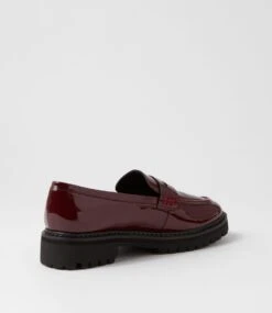 Malenda Burgundy Black Patent Leather Flat Shoes -Lynx Shoes Shop DF12749RPMPL 4