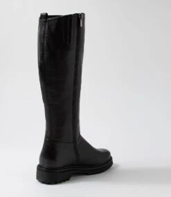Melbs Black Leather Knee High Boots -Lynx Shoes Shop DF12752B66LE 4