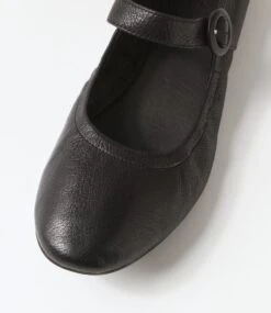 Archa Black Leather Flat Shoes -Lynx Shoes Shop DF12753BLALE 5